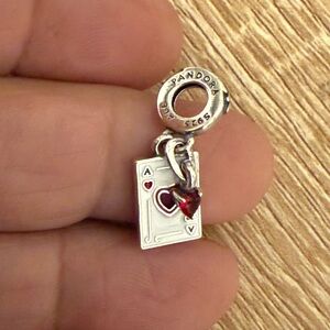 Pandora Silver Charm with Red Heart Accents